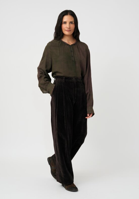 Ziggy Chen Cotton Velvet Knife Pleat Pants
