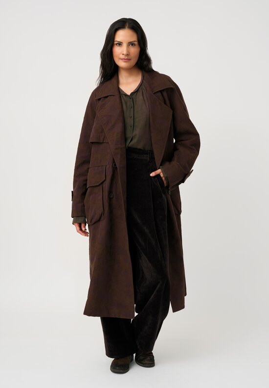 Ziggy Chen Cotton Silk & Linen Floral Jacquard Trench Coat