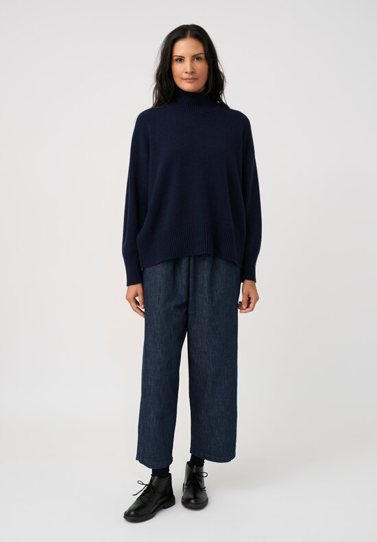 Eskandar Cotton Denim Japanese Pull-On Cropped Jeans