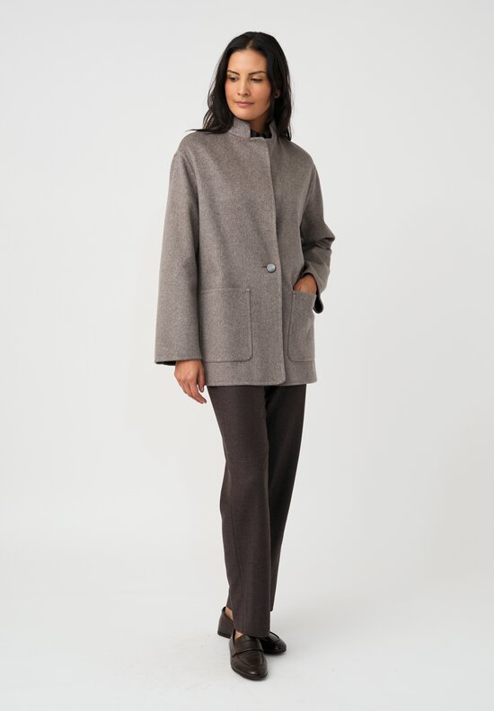 Agnona Cashmere Hairline Striped Nehru Collar Jacket