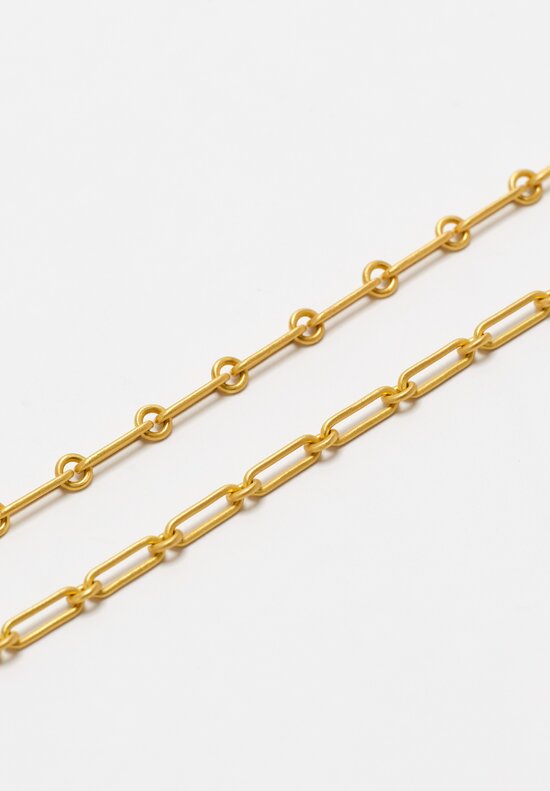 Denise Betesh Matte 22K Long Links Paperclip Chain Necklace	