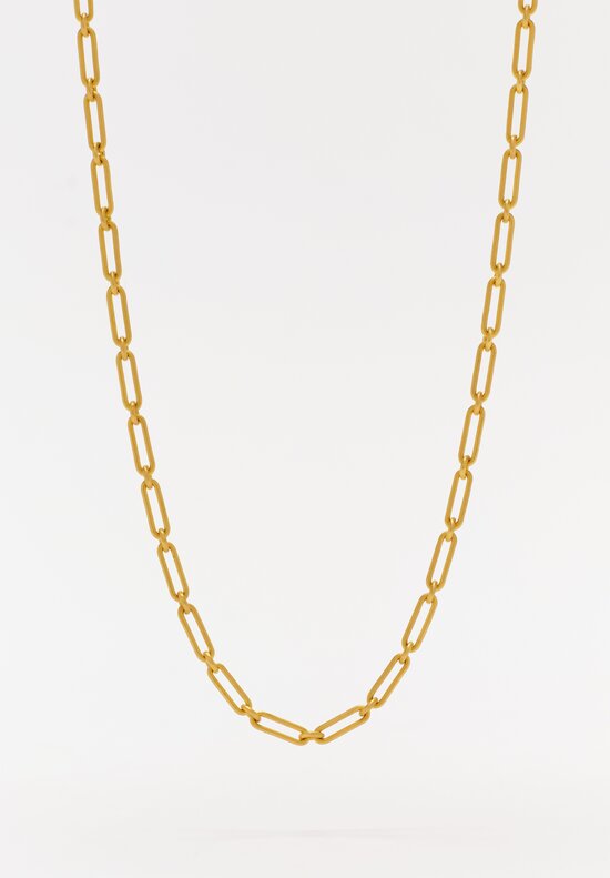 Denise Betesh Matte 22K Long Links Paperclip Chain Necklace	