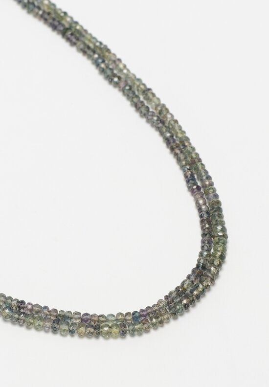 Denise Betesh Double Strand 18K, 20K, 22K & Green Sapphire Rondelle Beaded Necklace	