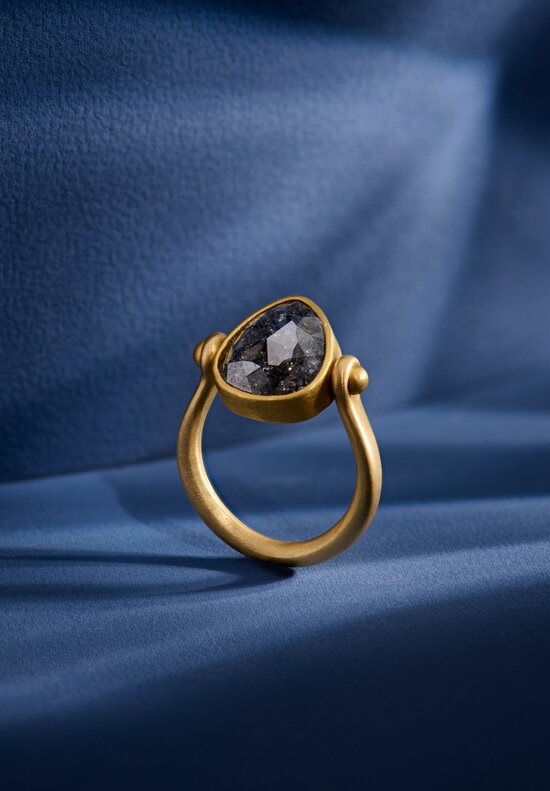 Denise Betesh Matte 20K, 22K Salt & Pepper Diamond Tabiz Swivel Ring	