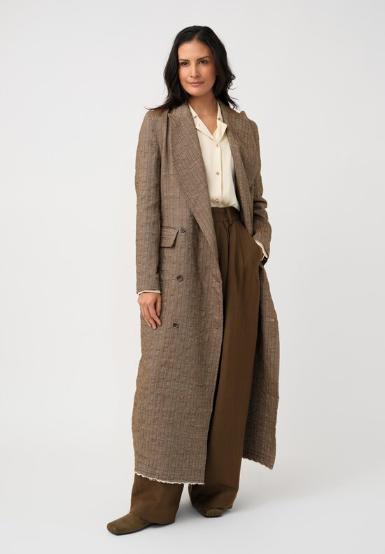 Uma Wang Striped Herringbone Cigna Trench Coat