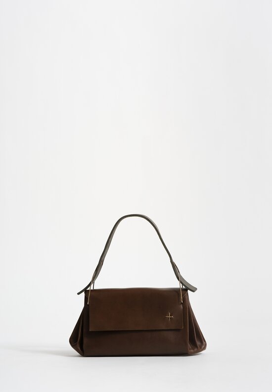 M.A+ Handmade Calf Leather Extra Small Accordion Baguette Handbag Military Green