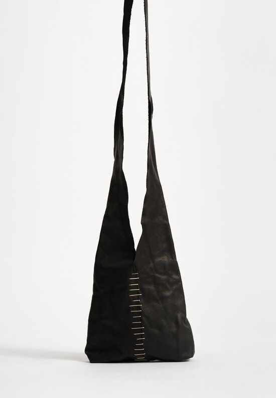 M.A+ Leather Mini Tote Bag with Silver Staple Embellishments Black