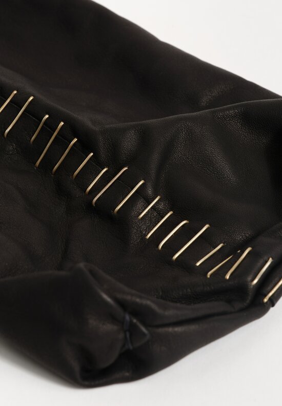 M.A+ Leather Mini Tote Bag with Silver Staple Embellishments Black