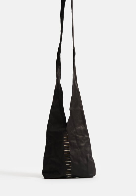 M.A+ Leather Mini Tote Bag with Silver Staple Embellishments Black