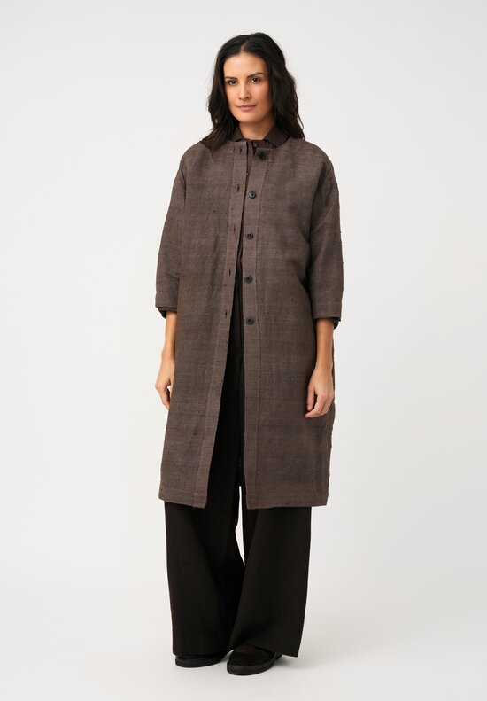 Biek Verstappen Handwoven Wild Silk Over Coat in Mushroom Grey