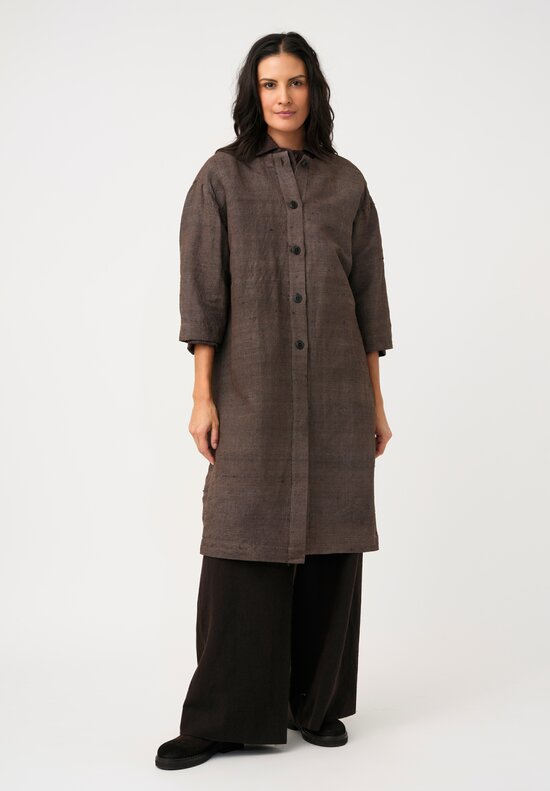 Biek Verstappen Handwoven Wild Silk Over Coat in Mushroom Grey