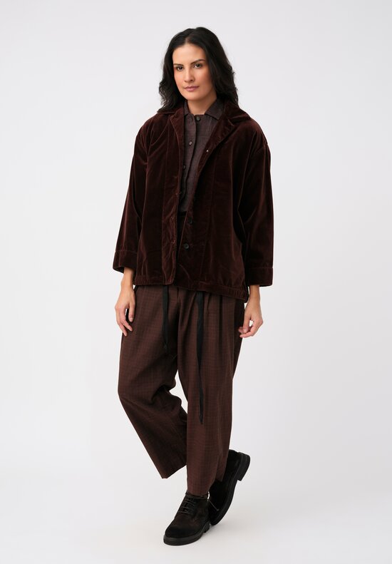 Biek Verstappen Cotton Velvet Drawstring Blouson Jacket in Pecan Brown