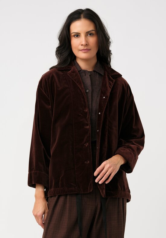 Biek Verstappen Cotton Velvet Drawstring Blouson Jacket in Pecan Brown