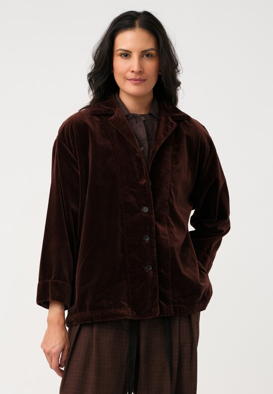 Biek Verstappen Cotton Velvet Drawstring Blouson Jacket in Pecan Brown