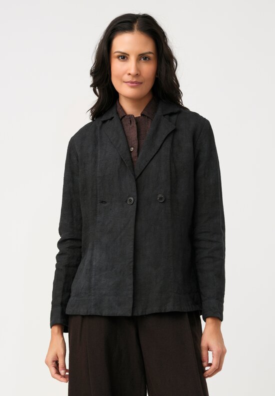 Biek Verstappen Irish Linen Double Breasted Blazer in Charcoal Grey