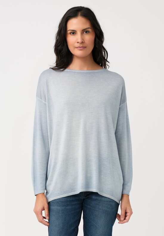 Avant Toi Cashmere & Silk Maglia Barchetta Sweater in Dusty Blue