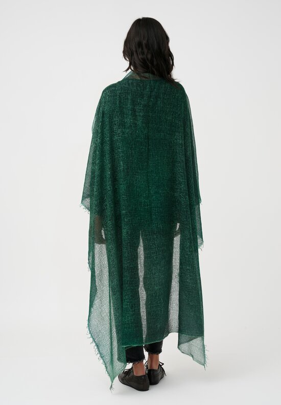 Avant Toi Hand-Painted Cashmere Stola Scarf in Smeraldo Green