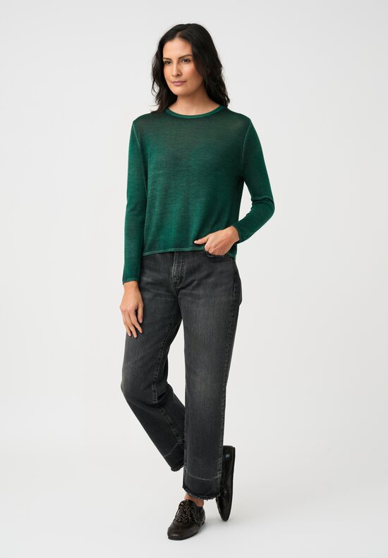 Avant Toi Cashmere & Silk Off Gauge Girocollo Sweater in Smeraldo Green