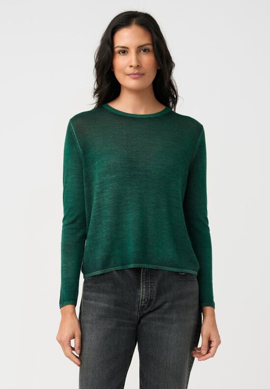 Avant Toi Cashmere & Silk Off Gauge Girocollo Sweater in Smeraldo Green