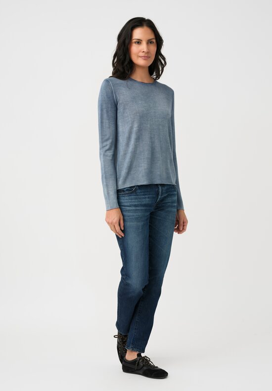 Avant Toi Cashmere & Silk Rolled Edge Sweater in Fiume Blue