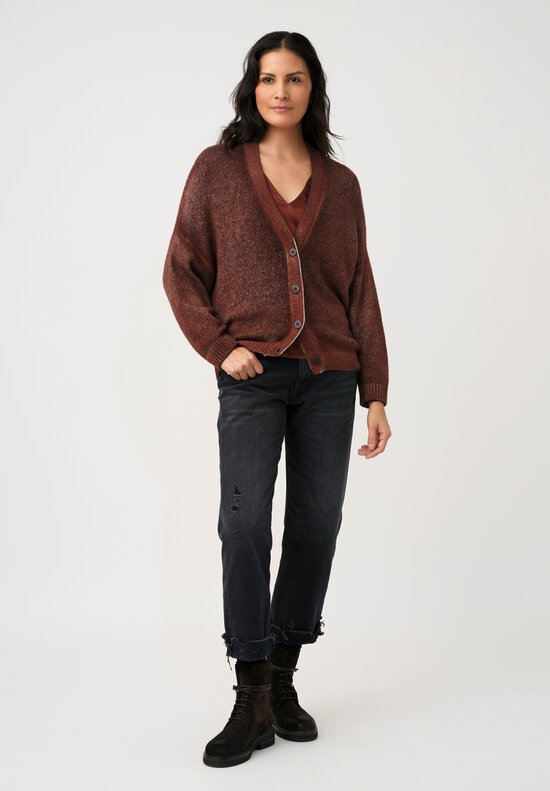 Avant Toi Cashmere & Silk Rasato Cardigan in Cuoio Brown