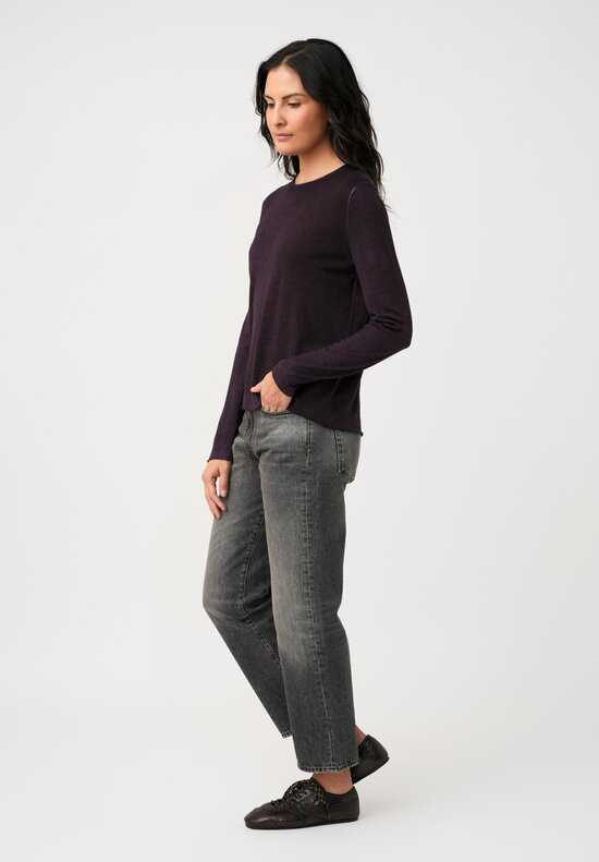 Avant Toi Cashmere & Silk Rolled Edge Sweater in Mosto Purple