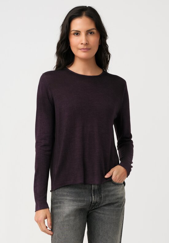 Avant Toi Cashmere & Silk Rolled Edge Sweater in Mosto Purple