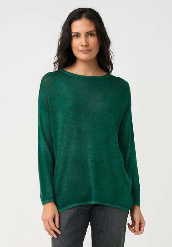 Avant Toi Cashmere & Silk Maglia Barchetta Sweater in Smeraldo Green