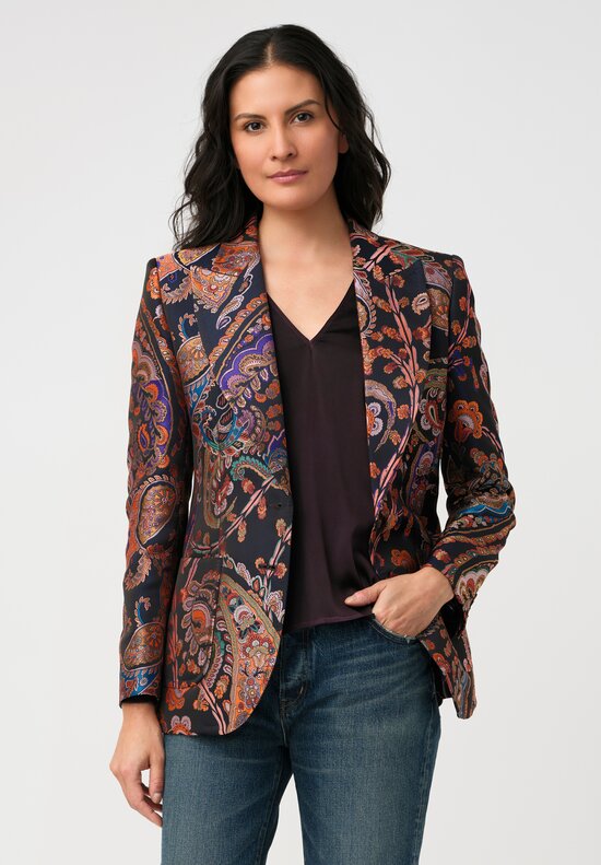 Etro Floral & Paisely Fitted Peak Lapel Jacket