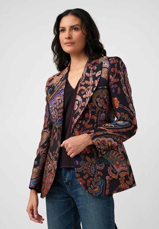 Etro Floral & Paisely Fitted Peak Lapel Jacket