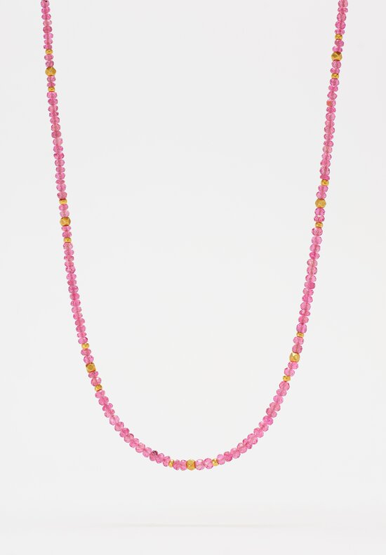 Greig Porter 18K Pink Spinel & Gold Beaded Necklace 18