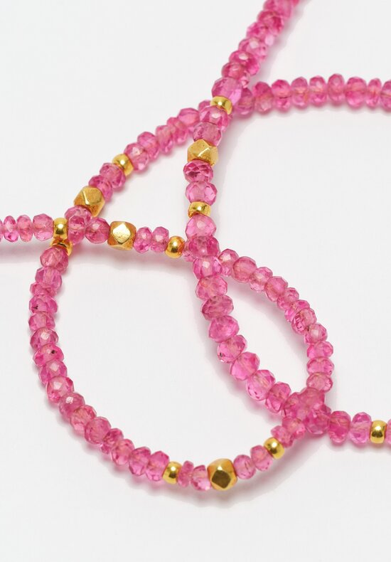 Greig Porter 18K Pink Spinel & Gold Beaded Necklace 18