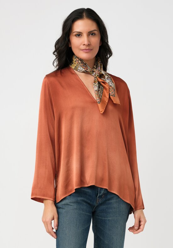 Etro Silk Square Leopard & Paisley Print Turandot Scarf Natural, Brown & Burnt Orange