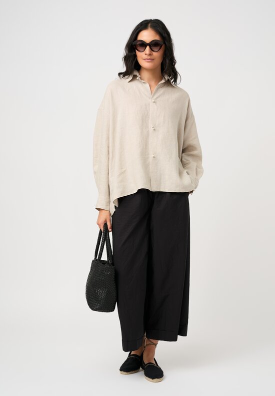 Daniela Gregis Linen Uomo Larga Button-Down Shirt in Greggio Natural