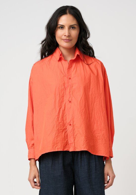 Daniela Gregis Washed Cotton Cropped Uomo Larga Shirt in Arancione Orange