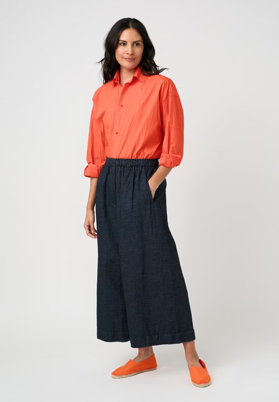 Daniela Gregis Washed Cotton Cropped Uomo Larga Shirt in Arancione Orange