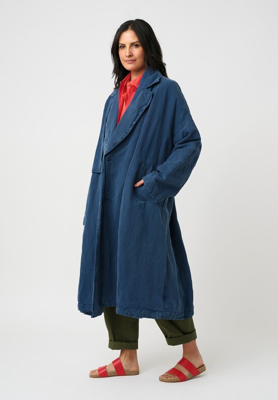 Casey Casey Linen Blend Tuareg Luna Coat in Blue