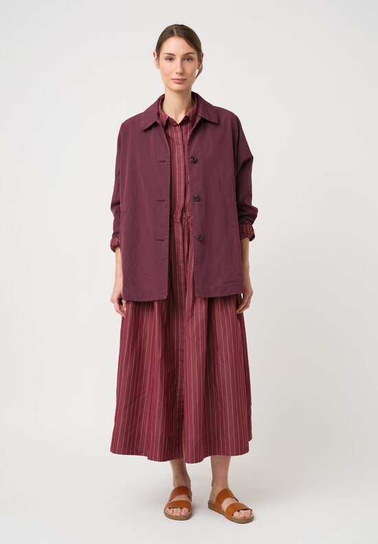 Casey Casey Cotton & Silk Panzy Dress in Wine Red Pinstripes