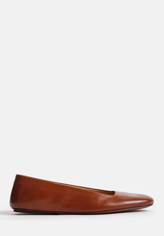 Marsèll Calf Leather Distesa Ballerina Flats in Basalt Brown