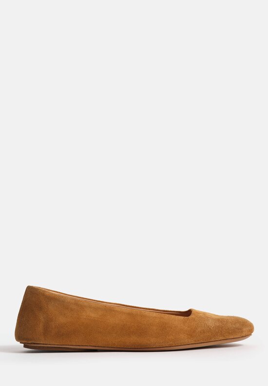 Marsèll Calf Suede Distesa Ballerina Flats in Wood Brown