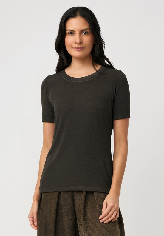 Uma Wang Ribbed Jersey Knit Tir Tee in Grey Umber