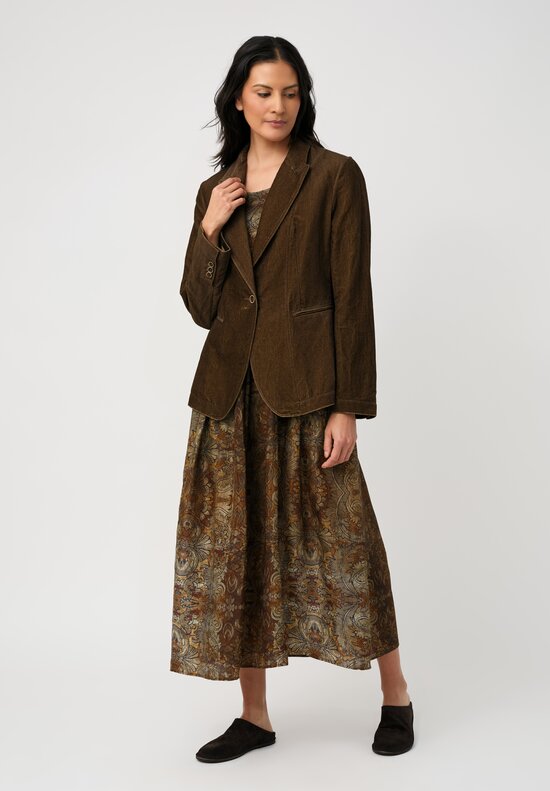 Uma Wang Cotton Linen Velvet Karon Sport Jacket in Toffee Brown