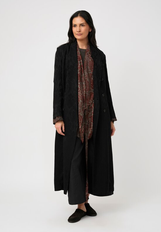 Uma Wang Damask Peony Print Khloe Jacket in Grey & Red