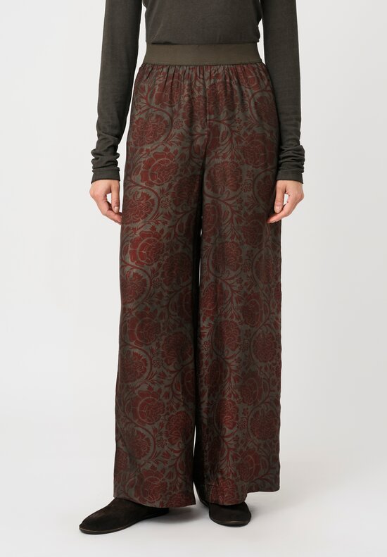 Uma Wang Peony Printed Pansy Pants Grey & Red