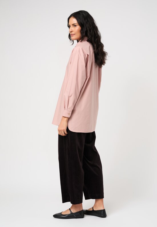 Dusan Cotton Poplin Long Button Down Shirt in Porcellina Pink	
