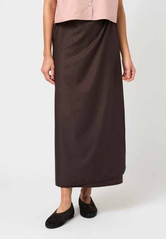 Dusan Voile Long Sarong Skirt in Ebano Brown	