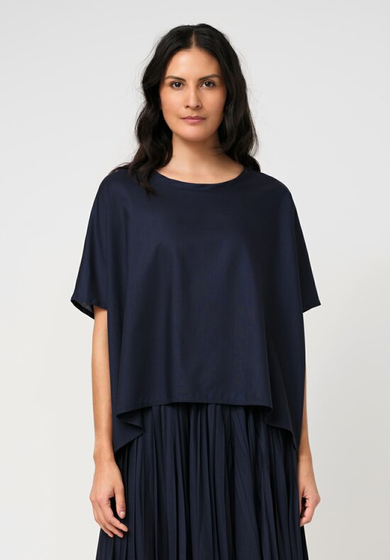 Dusan Voile Easy Squadrato Shirt in Midnight Navy	