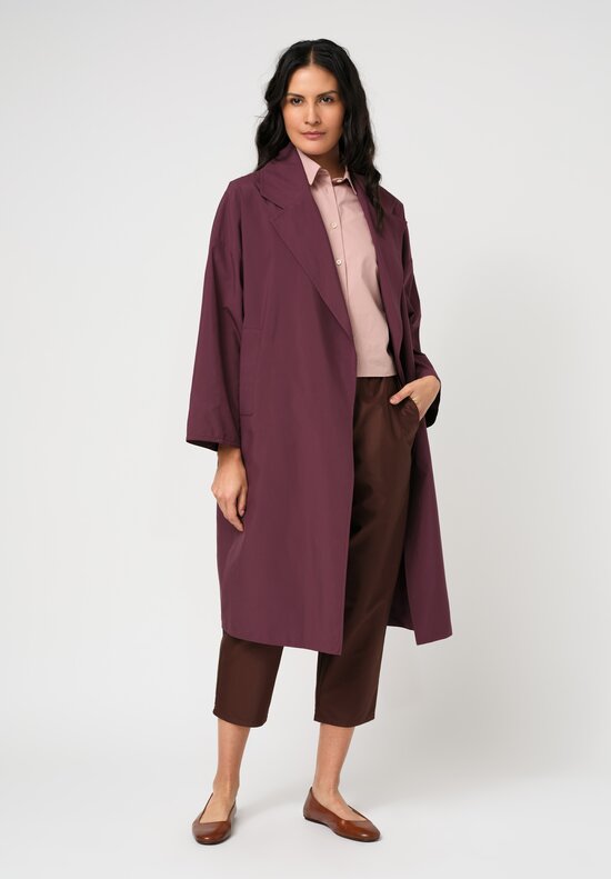 Dusan Water-Resistant Open Front Duster Coat in Black Iris Purple	
