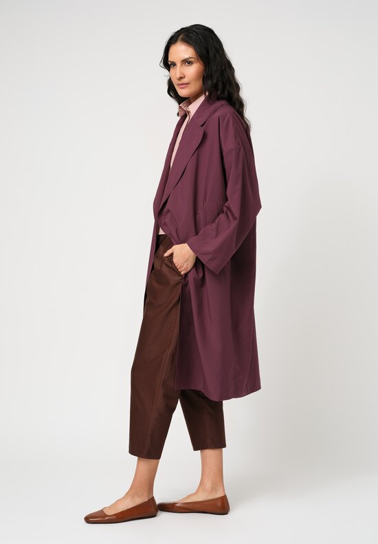 Dusan Water-Resistant Open Front Duster Coat in Black Iris Purple	