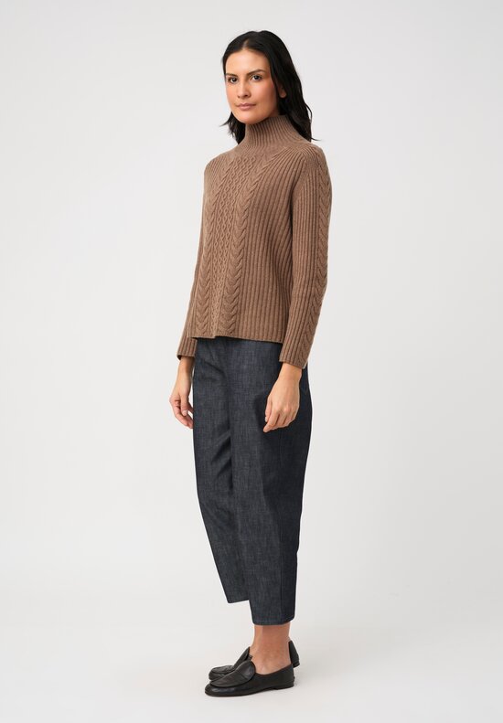 'S Max Mara Cashmere Blend Cable Knit Polo Neck Sweater